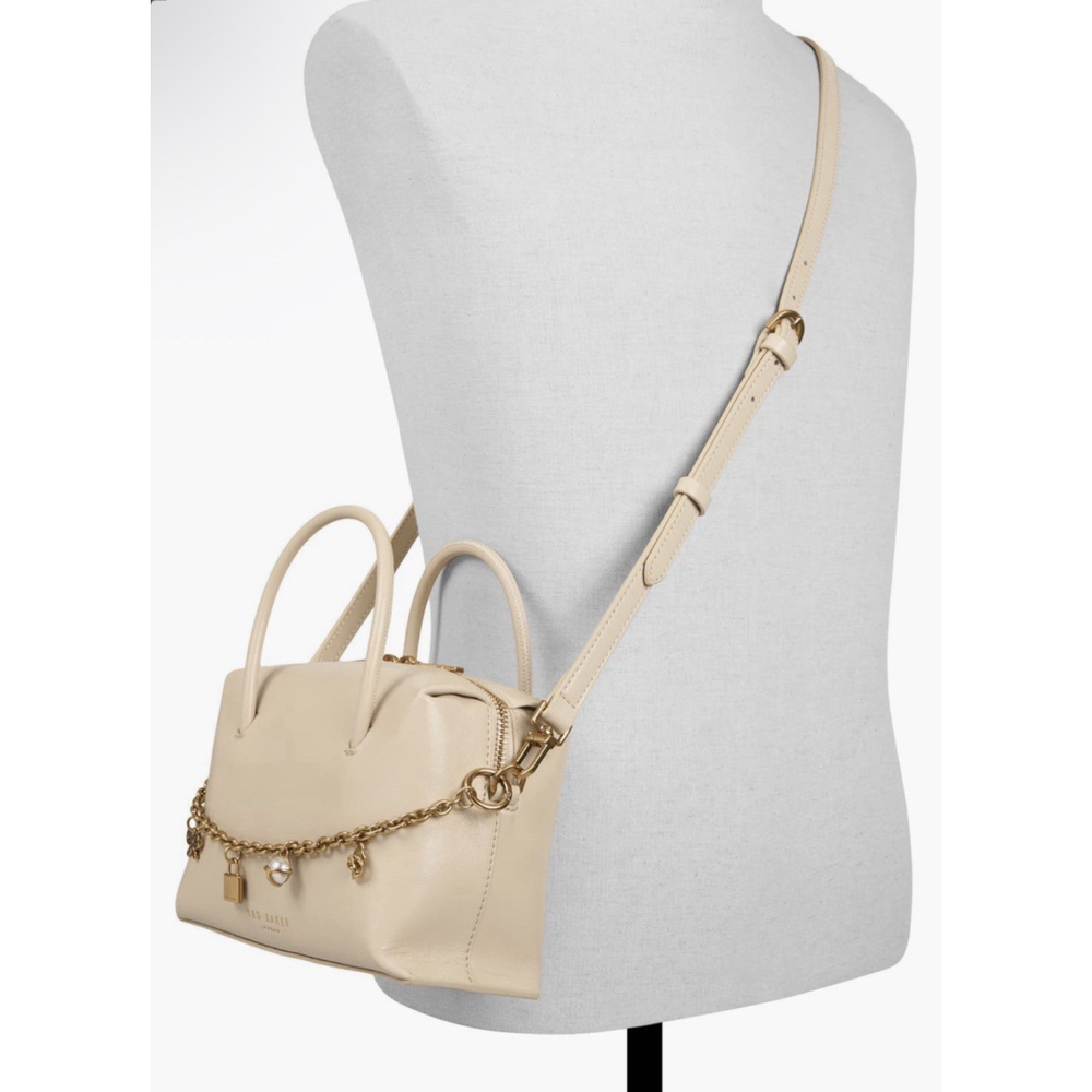 Ted Baker London Vera Charm Leather Satchel Crossbody Tote Bag Gold Charms NWT - Picture 3 of 5